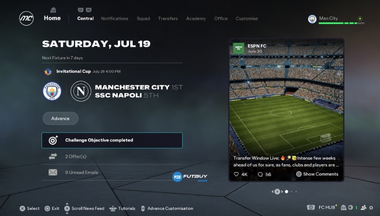 Imagem do artigo Novidades do Modo Carreira EA FC 26: Tudo o Que Você Precisa Saber no blog da FutBuyNow sobre EA FC 26
