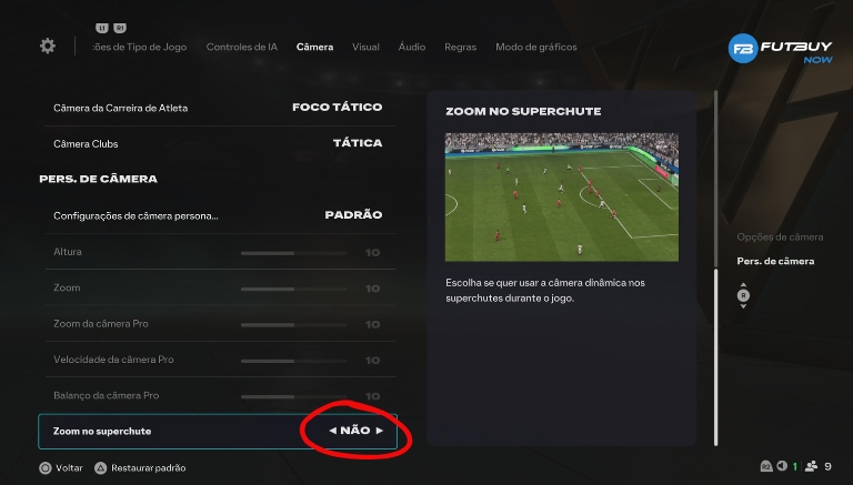 Imagem do artigo Como Desativar o Zoom do Power Shot (Chute Forte) EA FC 26 no blog da FutBuyNow sobre EA FC 26